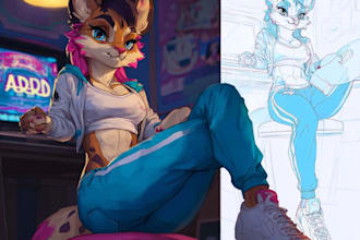 draw a custom furry character or fursona illustration