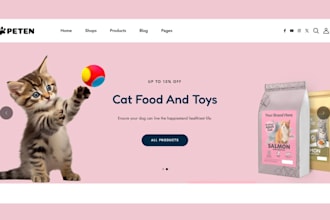 design pet shopify store pet website pet accessories pet care pet food