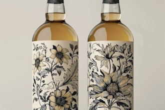 do label or logo for wine, tequila, vodka, gin, liquor, whiskey, mockup