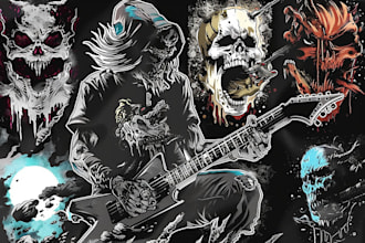 do detail metal illustration for band merchandise