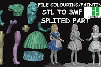 color to 3d model convert stl to 3mf, mesh, split part for multicolor printing