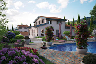 do 3d landscape design, 3d garden design, backyard landscape rendering, 3d model