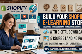 build shopify e learning store with digital downloads and course landing page