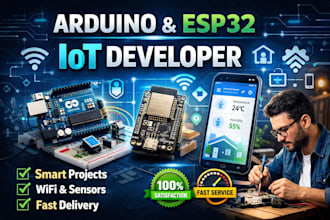 do arduino esp32 programming, pcb design, app prototyping and iot project
