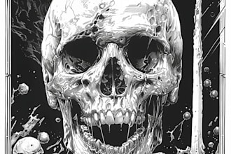 draw detailed death metal illustration
