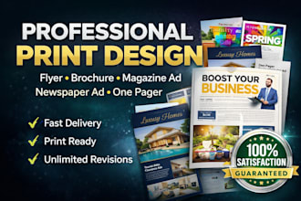 design amazing brochure, print ad, magazine ad newspaper ad, flyer one pager