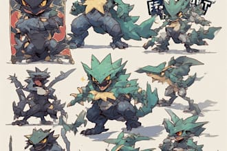 draw you pokemon art logo draft league team, banner, fakemon