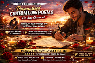 write a personalized love poem, romantic poem or custom poetry for any occasion