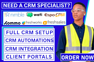 setup nimble crm automation, kommo crm, freshsales, wati and espocrm