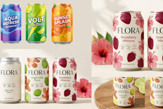design can label beverage label, juice label, soda label, can beverage packaging