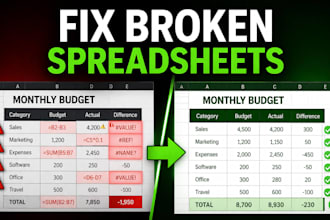 fix excel formulas, errors, and broken spreadsheets