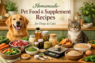 formulate homemade pet food supplements and nutrition recipes for dogs and cats