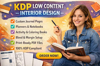 design KDP low content book interiors for amazon