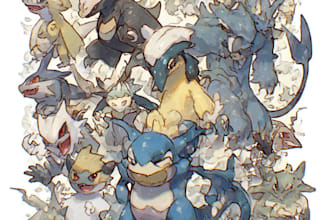 draw pokemon team and you as trainer for tcg pokemon card