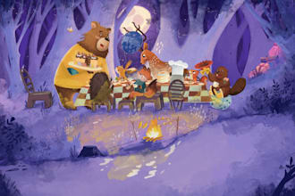 illustrate your childrens picture book with hand drawn whimsical art