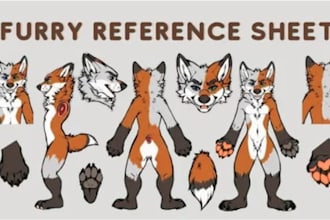 create a professional fursuit ready furry reference sheet for your fursona