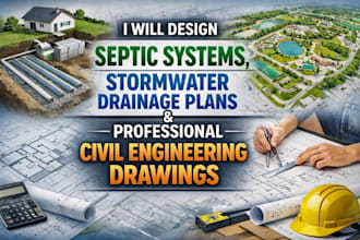 design septic system, drainage plan and civil engineering drawing