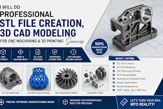 professional stl file creation, 3d cad modeling for cnc and 3d printing services