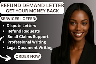 write refund demand letter or small claims dispute letter