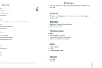 format your word document or resume professionally