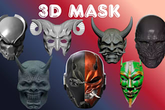 sculp 3d mask 3d helmet cosplay 3d halloween mask oni mask model for 3d printing