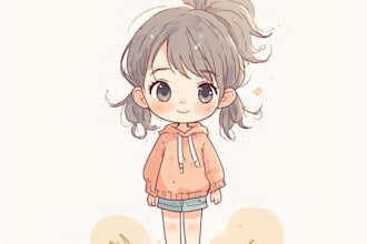 draw cute and simple anime art illustration