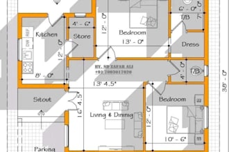 draft 2d architectural floor plans, construction drawing