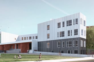 refurbished double storey building,modular office,lecture hall,university campus