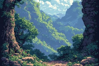make pixel art scene or background
