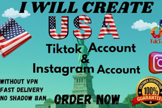 create USA tiktok account, USA instagram account, tiktok USA instagram account