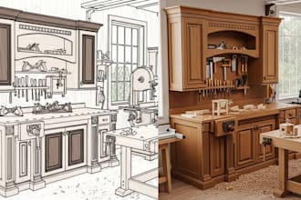 design wood crart millwork shop drawing and 3d diy woodworking