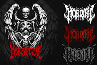 design classic illustrate dark metal style logo