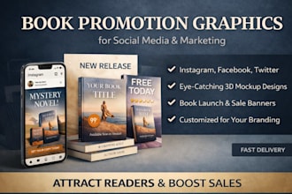 design book promotion graphics for social media, ads, and marketing