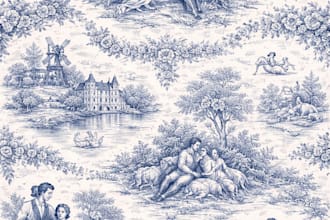 create elegant toile de jouy seamless pattern for fabric and wallpaper