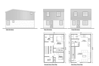 sketch 2d floor plan, elevation section plan, architectural house layout plan