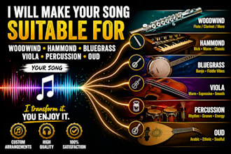 make your song suitable for woodwind, hammond, bluegrass, viola, percussion, oud