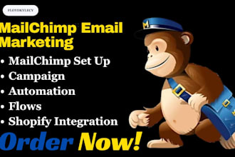 set up mailchimp email marketing, automation flows and campaigns