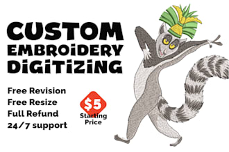 professional embroidery digitizing image to dst, pes, jef,