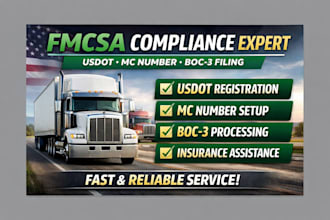 handle your fmcsa compliance usdot mc number and boc3 filing