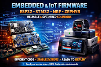 develop embedded iot firmware esp32 stm32 nrf, zephyr best performance, pcb