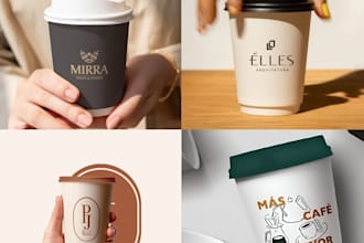 do premium coffee label, packaging, paper cup, sticker design