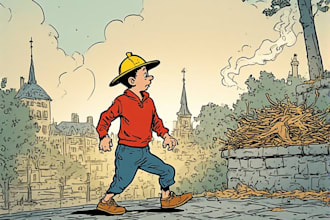 do tintin style illustrations for your project