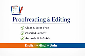 proofread and edit english, hindi, and urdu content