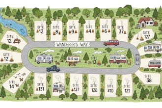 draw a custom illustrated, rv park, site map, property map and plot map
