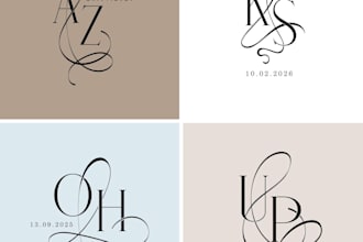 design minimal wedding logo, wedding monogram, and initials
