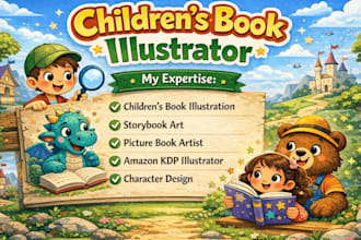 illustrate nursery rhyme children book pages for kids learning and KDP