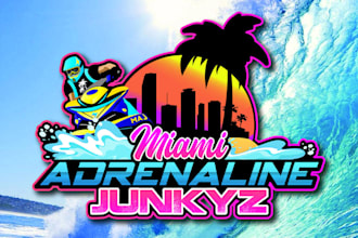 design high quality jet ski mascot logo with t short design