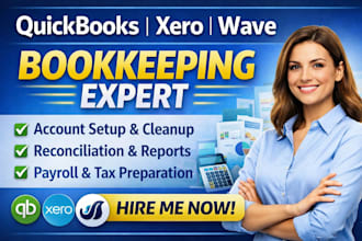 do monthly quickbooks online bookkeeping, quickbooks clean up and reconcialiton