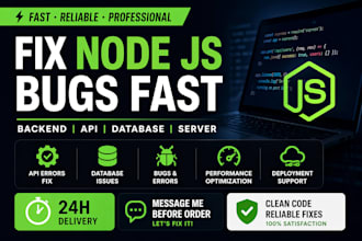 fix node js, mongodb, and backend api bugs quickly