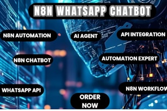 create n8n automation, n8n workflow, whatsapp chatbot, API integration